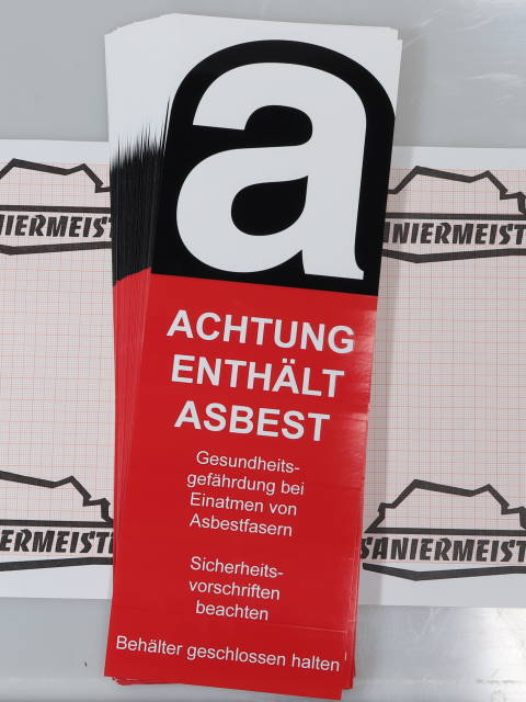 Asbest Aufkleber XXL 50 Stück mit Warnhinweis 30 x 11 cm
